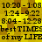 Static image with yellow and brown pixelated background displaying repeated time ranges and text in black font.