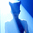 Pixelated blue and white static icon with abstract curved shape resembling a stylized figure or object against light background.