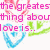 Pixelated text and heart symbols in multiple colors on a white background with animated color shifts.