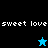 Pixelated text 'sweet love' appears on four colored backgrounds with a star icon changing from blue to black.