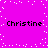 A static image with a bright pink background featuring scattered white pixel dots and four instances of the name "Christine" in black text arranged in two