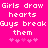 Pixelated text on bright pink background with repeated phrases and heart symbols.