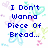 Pixelated text split into two sections with floral background, blue letters on white.