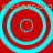 Red background with four cyan concentric circles arranged in a , each containing orange text reading "alessandra" above and below the circle group