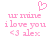 Pixelated pink text and heart symbol on white background, two identical side-by-side layouts with slight variations in letter spacing.