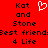 Red background with black text reading "Kat and Stone Best friend3est friends 4 Life" and a white pixelated heart symbol above the text.