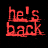 Red pixelated text reads 'he's back and he wants your biscuits' above a smiling Pillsbury Doughboy figure on black background.