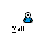 Pixelated character in blue shirt with white face and black eyes, shown across multiple poses including speech bubbles reading 'THERE'S NO', 'WALL', and 'LOOK' over gray background.