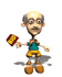 Animated cartoon character with balding gray hair, mustache, and glasses holds a red sign reading "SOS" while changing facial expressions across frames.