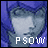 Pixelated character with blue hair and light skin, showing text variations below the face.