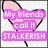 Pixelated heart-shaped icon with pink ears, displaying text and symbols in purple and black.