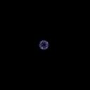 A contact sheet of six animated frames showing a blue firework expanding against a black background, with the leftmost frame being the smallest and subsequent frames progressively larger until reaching full bloom.
