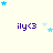 Pixelated blue text 'ily<3' repeated across a light background with scattered star shapes in varying shades of blue.