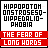 identical pixelated icons with text "HIPPOPOTAMONSTROSESQUIPEDALIOPHOBIA" above and "THE FEAR OF LONG HORNS" below, each icon's background color cycling through red, orange, yellow, green, cyan, blue, purple, pink