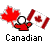 Pixelated icon shows red maple leaf, Canadian flag, and figure in red clothing with white circular head against gray background; text reads 'Canadian' below.