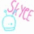 Animated icon with four distinct visual states showing 'Skyee' text in different colors and shapes: a blue robot, pink star, green text, and purple character.