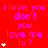 Red background with repeated pink text "i love you i love you i love you don't you love me to?" and white star symbols in a pattern