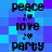 Pixelated text and heart symbols arranged in a on blue-purple gradient background with visible pixelation