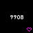 Two identical pixelated numbers '9908' in white and gray on black background with two pink heart icons below.