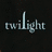 Four- displays text and imagery: 'twilight' in silver script, 'new moon' with green beam, red object, and 'eclipse' in white script