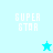 Four display "SUPER STAR" text with a star icon on light blue backgrounds, showing color variations and one white star variant