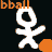 A 48x48 pixel animated buddy icon featuring a white stick figure with an orange basketball, displayed in two frames showing motion progression against a black background.