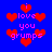 Blue background with red pixelated hearts and pink text reading 'i love you grumps' in multiple arrangements.