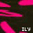Animated pattern of pink shapes on black background with 'ILY' text in white and red, showing color variation across frames.