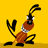 Pixelated cartoon character with orange body and black limbs on yellow background, shown in two sequential poses.