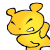 Yellow cartoon character with rounded ears and a blue chest patch, displaying sequential facial expressions from neutral to distressed.
