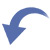 Blue curved arrow pointing downward and rightward on a white background, rendered in pixelated style with gradient shading.