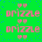 Green background with blue dots, pink 'drizzle' text, and pink heart pairs above and below each text line.