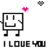 Pixelated icon of a smiling square character with musical note legs, pink heart above head, and 'I LOVE YOU' text below.