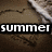 Pixelated image with brown textured background and white text reading 'summer' on a black bar.