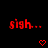 Red pixelated text 'sigh...' and a red heart symbol on black background, with identical static appearance across observations.