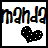 A 48x48 pixel animated buddy icon featuring the text 'maha?' with a heart symbol, displayed across three sampled frames in a contact sheet layout showing animation changes.