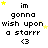 Pixelated text and star graphics animate across a white background with yellow stars appearing near 'im' in each frame.