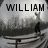 Black-and-white pixelated image of a figure standing on a bridge with arms raised, text above reads WILLIAM MYRICK.