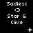 Static pixel art displays repeated text and symbols on black background with white text and symbols.
