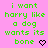 Green pixelated text on pink background reads 'i want harry like a dog wants its bone' with a black heart symbol, displayed in two identical side-by-side
