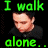 A 4-frame animated contact sheet showing a pixelated person with changing facial expressions and mouth positions, accompanied by green text reading "I walk alone.." on a black background.
