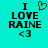 Two side-by-side pixelated text displays on cyan background; left shows 'I' with green heart symbol above 'LOVE RAINE' and '<3', right shows 'I' above 'LOVE RAINE' and '<3' without heart.
