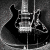 Black-and-white electric guitar images arranged in a with one red "ROCK" text overlay, showing pixelated vertical lines across frames