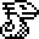 Black and white pixelated icon with two identical Chinese characters, each featuring checkered patterns on lower sections.