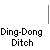 Animated pixel art icon of a figure with white head and cyan body performing sequential actions against gray background, text "Ding-Dong Ditch" below each frame.