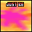 A 4x3 contact sheet of animated frames showing a pink stick figure against an orange-yellow gradient background with "JUST BE" text at the top and "Funky" text appearing in lower frames.