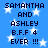 Blue background with white stars and repeated text reading "SAMANTHA AND ASHLEY B.F.F 4 EVER !!!" in dark blue pixelated font.