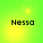 Green background with yellow light effects and black text reading "Nessa" in four quadrants.