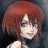Pixelated static image of a character with short red hair and light skin, likely from an anime-style source, displayed on a dark background.