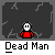 Pixel art animation of a red-shirted figure with white face against dark cracked background, showing evolving fiery and eye effects.